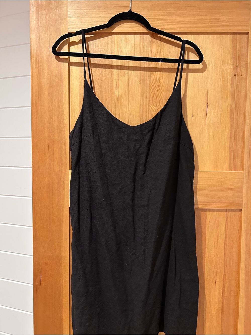 Billabong Black Spaghetti Strap Camisole Linen Dress